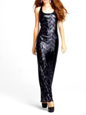 Trina Turk Formal Black Sequined Evening Dress
